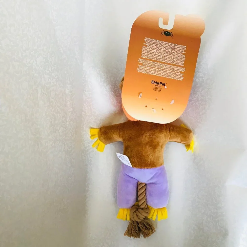 Elite Pet Spookywoof Scarecrow Halloween   Squeaky Dog Toy 12”